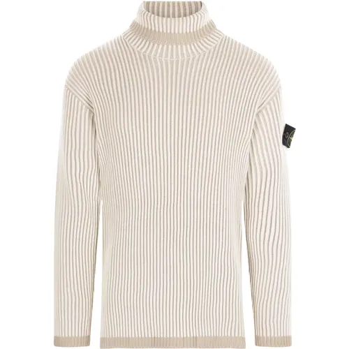 Ribbed Wool Sweater Natural , male, Sizes: XL, 2XL - Stone Island - Modalova