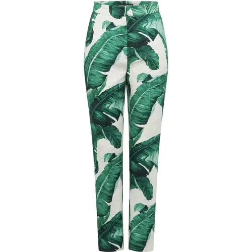 Banana Leaf Trousers , female, Sizes: 3XS, 2XS - Dolce & Gabbana - Modalova