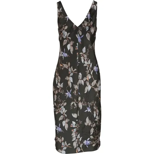 Multicolor Midi Kleid Bellflower Slip Kleid , Damen, Größe: L - Vince - Modalova