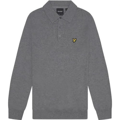 Polo Shirts, male, , Size: XL Cotton Merino Long Sleeve Knitted Polo Shirt - Lyle & Scott - Modalova