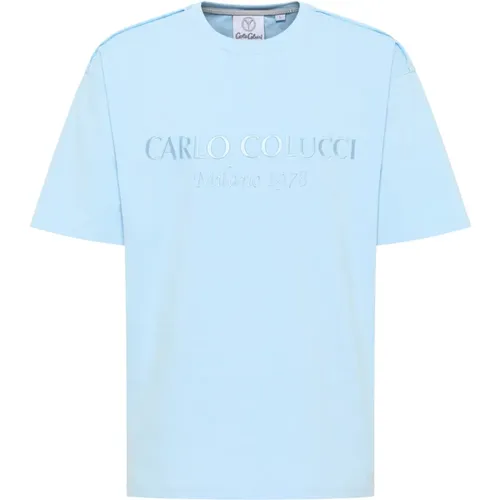 Oversize T-Shirt mit Logostickerei - carlo colucci - Modalova