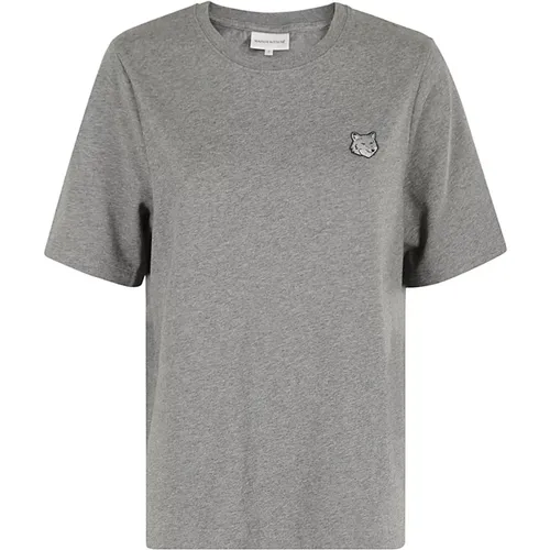 Fuchskopf Patch T-Shirt , Herren, Größe: M - Maison Kitsuné - Modalova