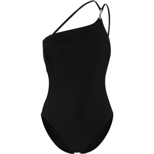 Schwarzer Einteiliger Asymmetrischer Badeanzug mit Einem Träger , Damen, Größe: L - TORY BURCH - Modalova