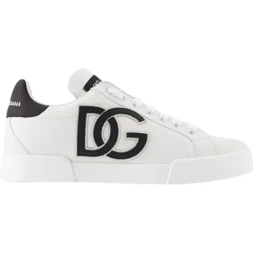 Logo-Print Sneakers - Leather - Black/ , female, Sizes: 3 UK, 7 UK, 4 1/2 UK, 3 1/2 UK, 5 UK, 4 UK - Dolce & Gabbana - Modalova