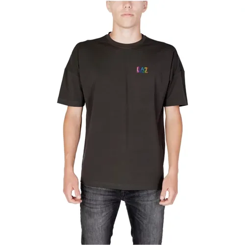Graues Kurzarm-Baumwoll-T-Shirt , Herren, Größe: S - Emporio Armani EA7 - Modalova