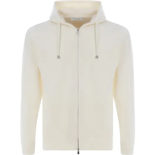 Zip-throughs, male, , Size: XL Cotton Hooded Zip Sweater - Filippo De Laurentiis - Modalova