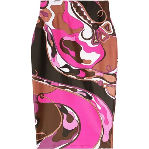 Pencil Skirts, female, , Size: XS Fuchsia Graphic Print Pencil Skirt - EMILIO PUCCI - Modalova