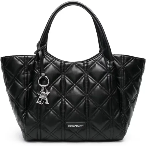 Schwarze Diamant-Stepp-Logo-Charme-Tasche - Emporio Armani - Modalova