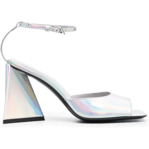 High Heel Sandals, female, , Size: 9 1/2 US Silver Holographic High Heel Sandals - The Attico - Modalova