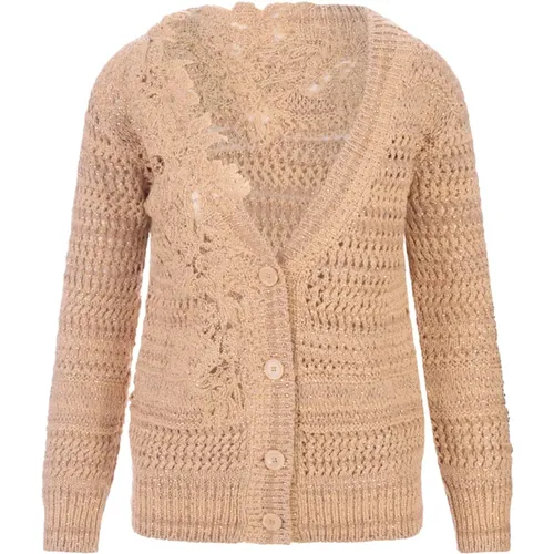Crystal Lace Cardigan Sweater , female, Sizes: XS, S - Ermanno Scervino - Modalova