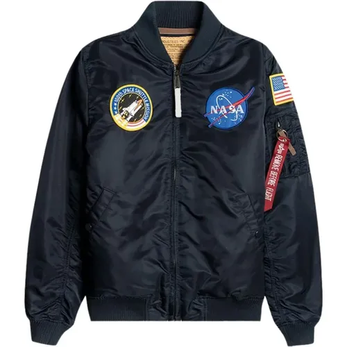 Bomber Jackets, male, , Size: M Nasa Ma-1 VF zipped jacket - alpha industries - Modalova