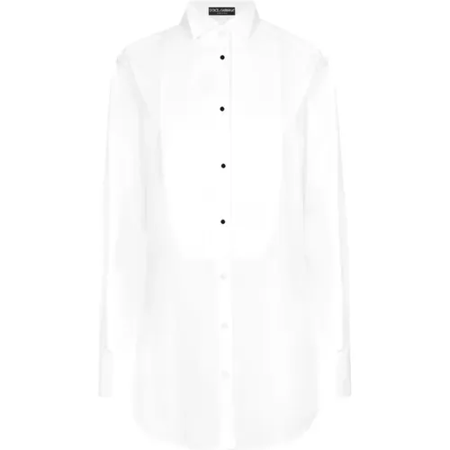 Cotton Shirt Piqué Trim , female, Sizes: XS - Dolce & Gabbana - Modalova