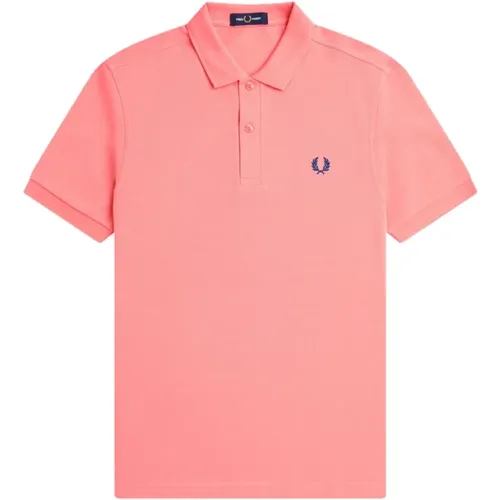 Polo Shirts, male, , Size: L Slim Fit Plain Polo Coral Heat - Fred Perry - Modalova