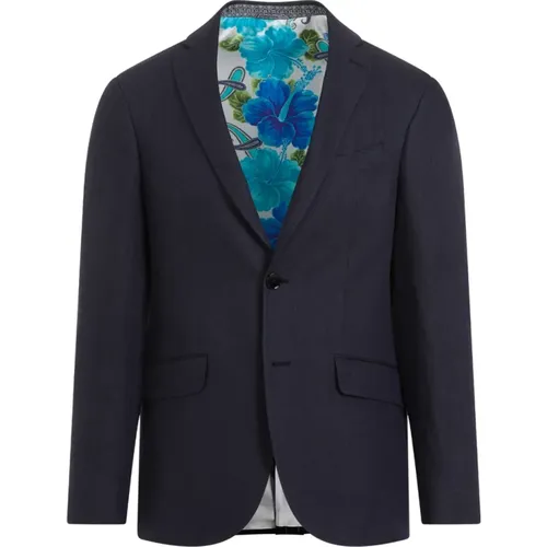 Blue Linen Jacket Pointed Lapels , male, Sizes: L, M - ETRO - Modalova
