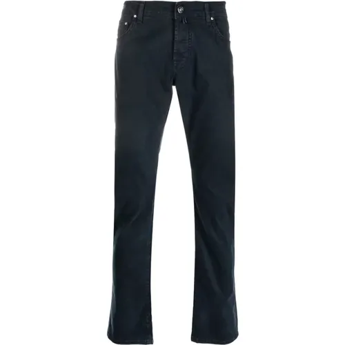 Marineblaue Schal-Detail Straight-Leg Jeans , Herren, Größe: W31 - Jacob Cohën - Modalova