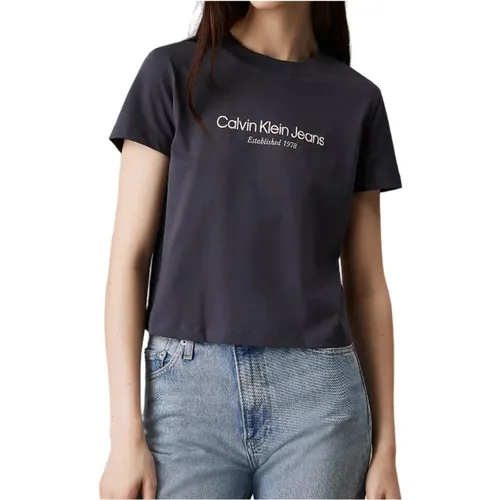 Cotton Jersey Logo Print T-Shirt , female, Sizes: XS, S - Calvin Klein Jeans - Modalova