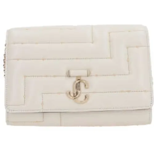 Quilted Ivory Clutch with Beaded Detail , female, Sizes: ONE SIZE - Jimmy Choo - Modalova
