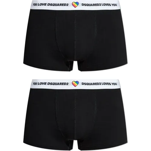 Bottoms, male, , Size: S Two-pack boxer briefs with logo - Dsquared2 - Modalova