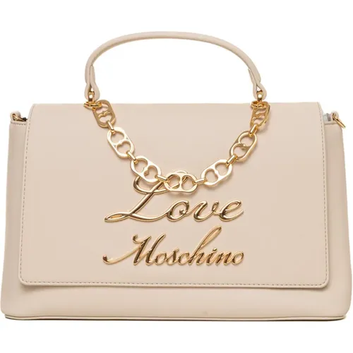 Handbags, female, , Size: ONE SIZE Chic Handbag with Metal Logo Detail - Love Moschino - Modalova