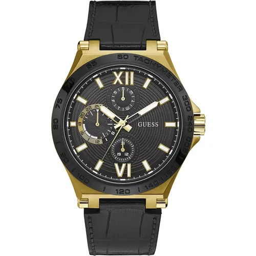 Watches, male, , Size: ONE SIZE Gold Stainless Steel Leather/Silicone Watch - Guess - Modalova