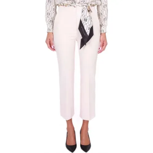 Elegant Cigarette Pants in Crepe with Belt , female, Sizes: S, M - Elisabetta Franchi - Modalova