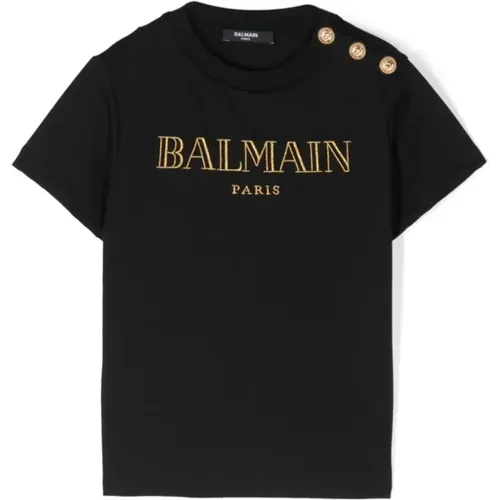 Schwarz Gold T-Shirts & Polos Aw24 - Balmain - Modalova