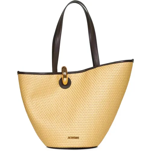 Shoulder Bags, female, , Size: ONE SIZE Asymmetric Bucket Bag with Leather Trims - Jacquemus - Modalova