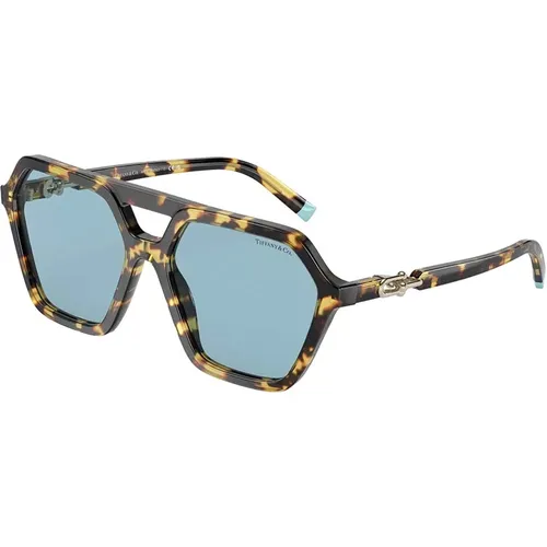 Yellow Havana/Light Sunglasses , female, Sizes: 58 MM - Tiffany - Modalova