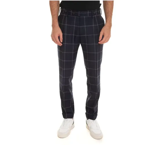 Chinos, male, , Size: XL Checkered Chino with Tailoring Vent - Berwich - Modalova