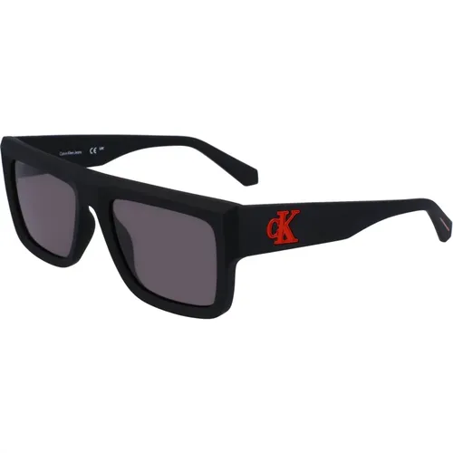 Schwarze Kunststoff Rechteckige Sonnenbrille , unisex, Größe: ONE Size - Calvin Klein - Modalova