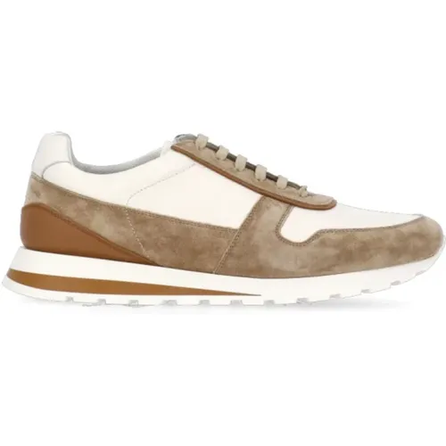 Ivory Leder Sneakers mit Kontrastdetails - BRUNELLO CUCINELLI - Modalova