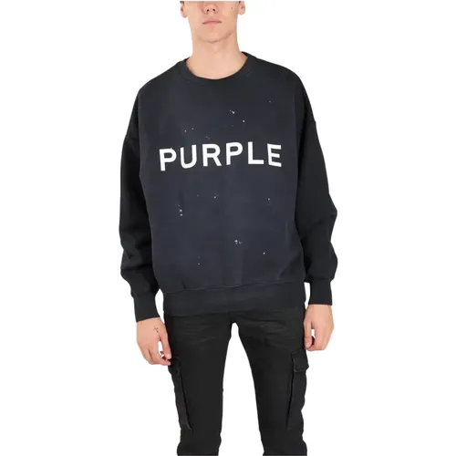 Logo Sweatshirt Vintage Style Print , Herren, Größe: M - Purple Brand - Modalova