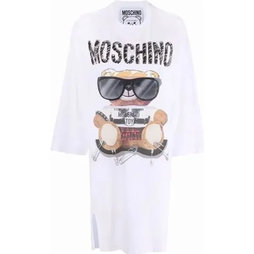 Weiße Teddy Bear Oversized Kleid - Moschino - Modalova