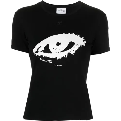 Resistance contrast t-shirt , female, Sizes: S, M, XS, L - Courrèges - Modalova
