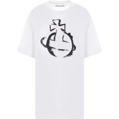 Stencil Orb Weiße T-Shirt Oversize , Damen, Größe: S - Vivienne Westwood - Modalova