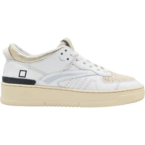 Glänzend Weiße Beige Sneakers , Damen, Größe: 37 EU - D.A.T.E. - Modalova