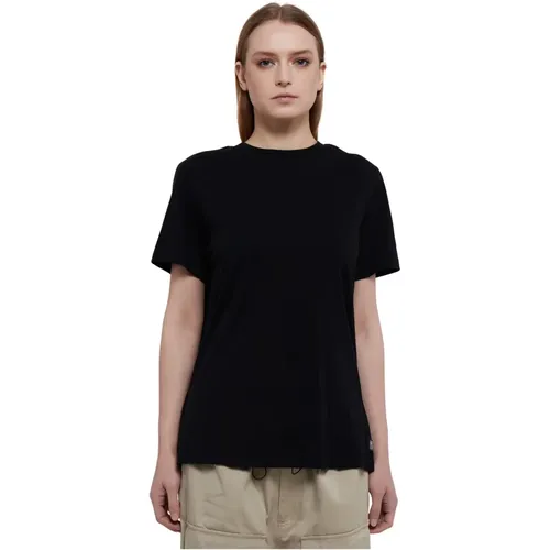 Open Back Cotton T-shirt with Cut-out Detail , female, Sizes: M - MM6 Maison Margiela - Modalova