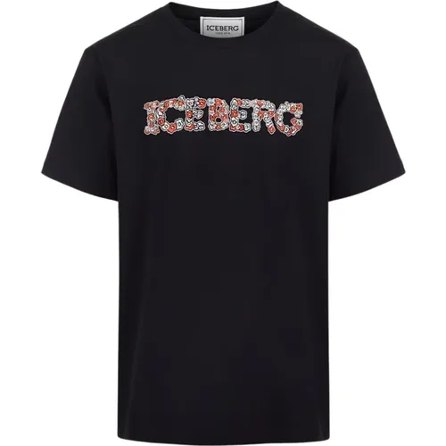 T-Shirt mit floralem Logo Iceberg - Iceberg - Modalova