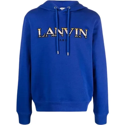 Blaues Baumwoll-Sweatshirt mit Besticktem Logo - Lanvin - Modalova