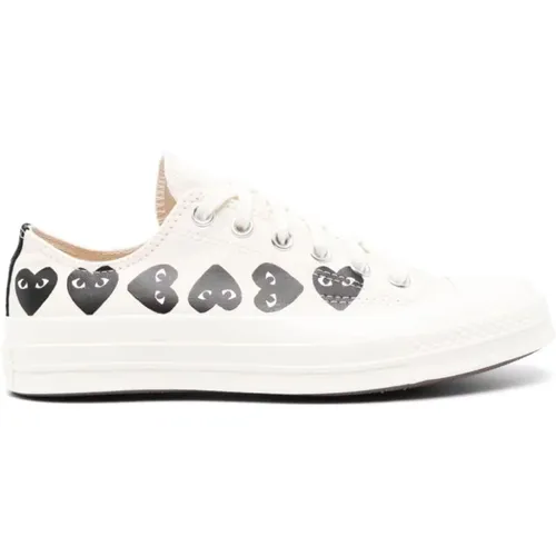 Sneakers, male, , Size: 6 US Heart Print Canvas Sneakers - Comme des Garçons Play - Modalova