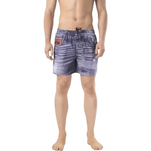 Blaue Badeshorts mit Muster , Herren, Größe: M - Just Cavalli - Modalova