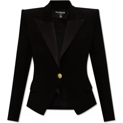 Blazers, female, , Size: S Single-breasted blazer - Balmain - Modalova