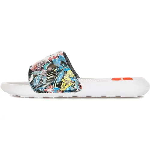 Sliders, female, , Size: 6 1/2 US Printed Slide Slippers Black/White - Nike - Modalova