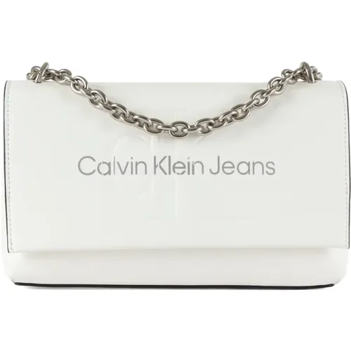 Eco-leather shoulder bag with embossed logo , female, Sizes: ONE SIZE - Calvin Klein Jeans - Modalova