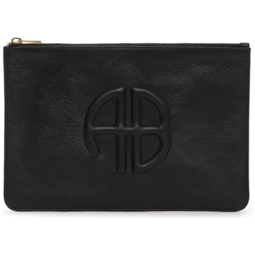 Pebbled Leather Clutch , female, Sizes: ONE SIZE - Anine Bing - Modalova