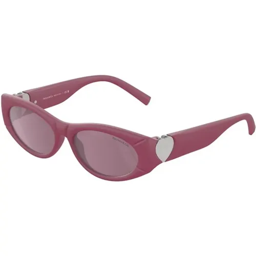 Rose Frame with Violet Mirror Lenses , unisex, Sizes: 55 MM - Tiffany - Modalova