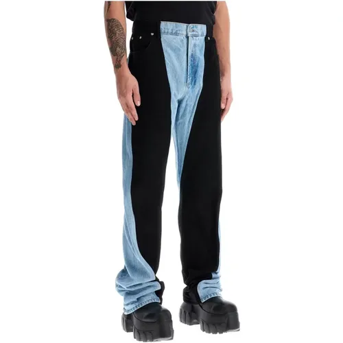 Zweifarbige Denim-Panel-Jeans , Herren, Größe: W30 - Mugler - Modalova