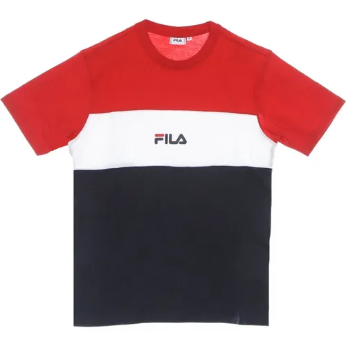 T-Shirts, male, , Size: XS Color Block Tee Black/Red/White - Fila - Modalova