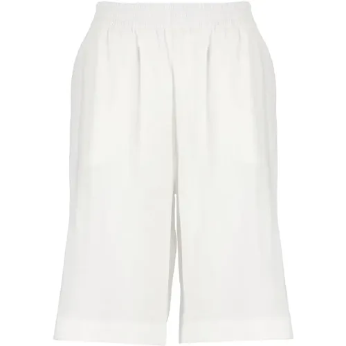 Long Shorts,Weiße Leinen-Shorts mit elastischem Bund - Fabiana Filippi - Modalova