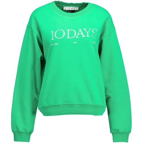 Stilvoller Logo Sweater in Grün , Damen, Größe: S - 10Days - Modalova